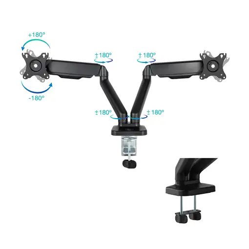 TooQ Soporte de Mesa para 2 Pantallas 17''-32'', Negro