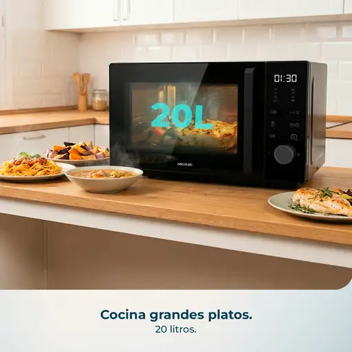 Cecotec Microondas sin Plato Proclean Flatbed Inverter Pro Black. 800W, 20L