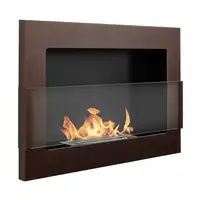 Chimenea bioetanol marrón 65x40 cm con cristal Chimenea bioetanol marrón 65x40 cm con cristal