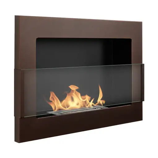Chimenea bioetanol marrón 65x40 cm con cristal Chimenea bioetanol marrón 65x40 cm con cristal