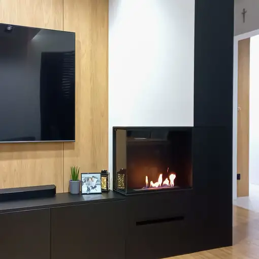 Chimenea bioetanol esquinera izquierda 80x50 cm con cristal