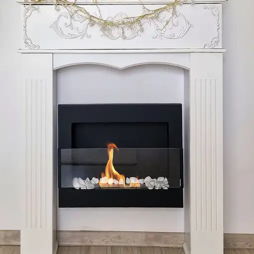 Chimenea bioetanol negra 65x40 cm con cristal