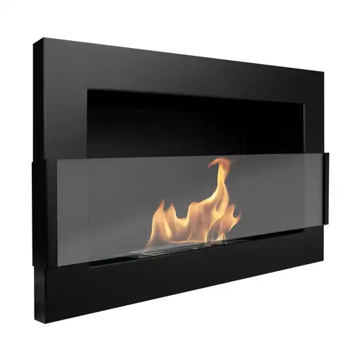 Chimenea bioetanol negra 65x40 cm con cristal