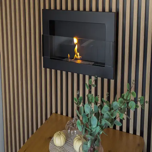 Chimenea bioetanol negra 65x40 cm con cristal