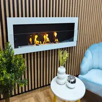 Chimenea bioetanol blanca 120x40 cm con cristal Chimenea bioetanol blanca 120x40 cm con cristal