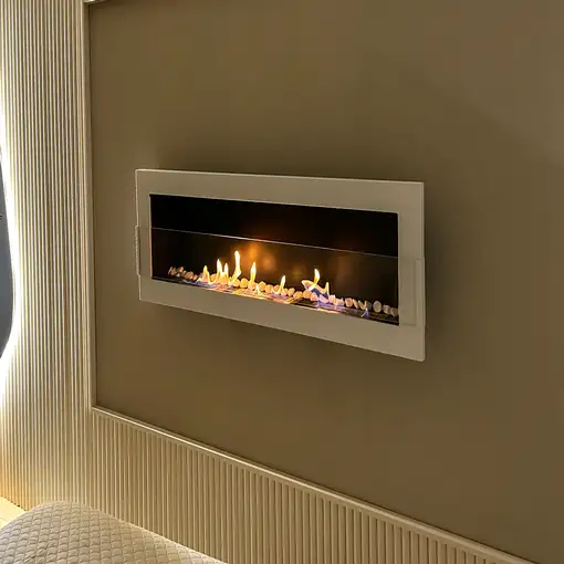 Chimenea bioetanol blanca 120x40 cm con cristal