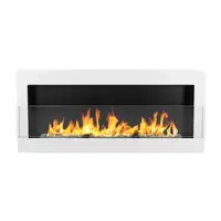 Chimenea de bioetanol mural 90 x 40 cm blanco brillo – con cristal, llama c Chimenea de bioetanol mural 90 x 40 cm blanco brillo – con cristal, llama c