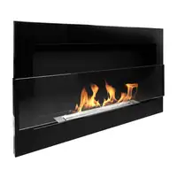 Chimenea de bioetanol mural 90 x 40 cm negro brillo – con cristal de protec Chimenea de bioetanol mural 90 x 40 cm negro brillo – con cristal de protec