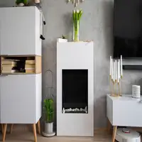 Chimenea bioetanol modern blanca con cristal Chimenea bioetanol modern blanca con cristal