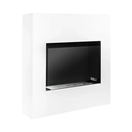 Chimenea bioetanol modern blanca con cristal