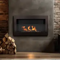 Chimenea bioetanol marrón 90x40 cm con cristal Chimenea bioetanol marrón 90x40 cm con cristal