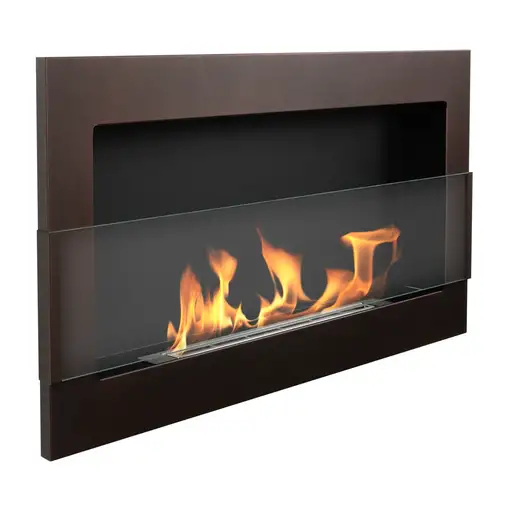 Chimenea bioetanol marrón 90x40 cm con cristal