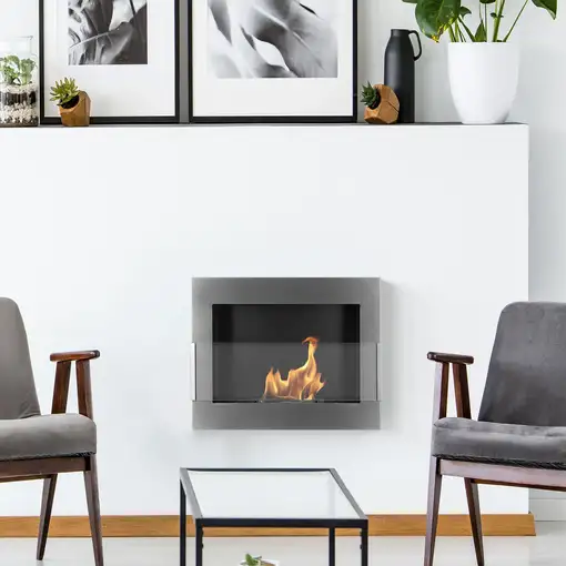 Chimenea bioetanol inox 65x40 cm con cristal