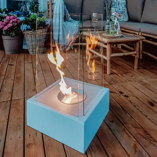 Chimenea bioetanol sunset garden gris con cristal Chimenea bioetanol sunset garden gris con cristal