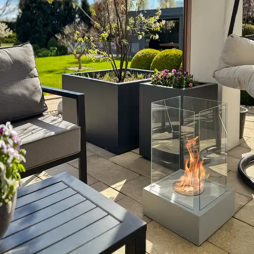 Chimenea bioetanol sunset garden gris con cristal