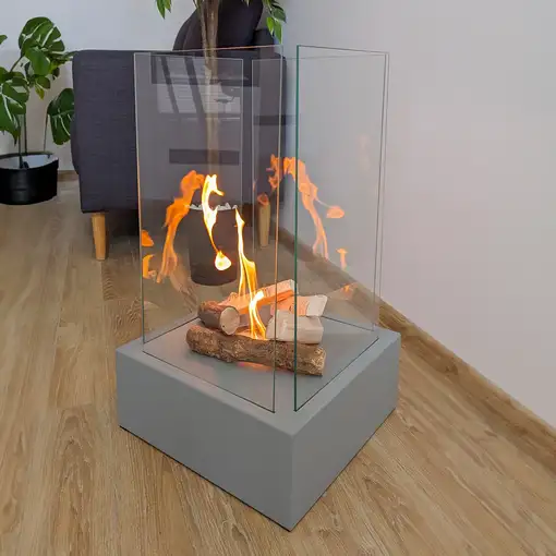 Chimenea bioetanol sunset garden gris con cristal