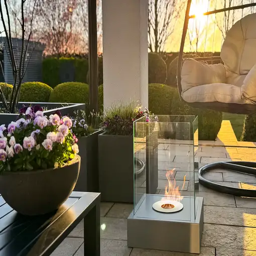 Chimenea bioetanol sunset garden gris con cristal