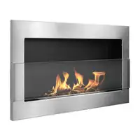 Chimenea de bioetanol de pared 90x40 cm inox con cristal Chimenea de bioetanol de pared 90x40 cm inox con cristal