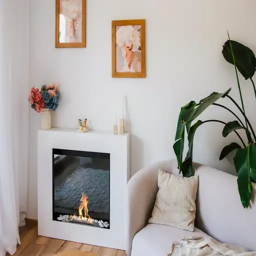 Chimenea bioetanol asne blanca con cristal