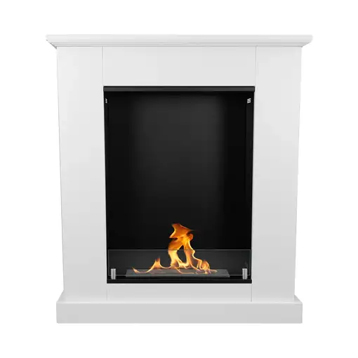 Chimenea bioetanol pula mini blanca con cristal Chimenea bioetanol pula mini blanca con cristal