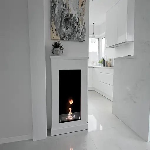 Chimenea bioetanol pula mini blanca con cristal