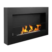 Chimenea bioetanol box negra 90x40 cm con cristal Chimenea bioetanol box negra 90x40 cm con cristal