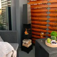 Chimenea bioetanol pyramid garden negra con cristal Chimenea bioetanol pyramid garden negra con cristal