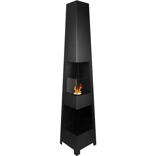 Chimenea bioetanol pyramid garden negra con cristal