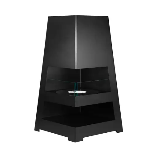 Chimenea bioetanol pyramid garden negra con cristal