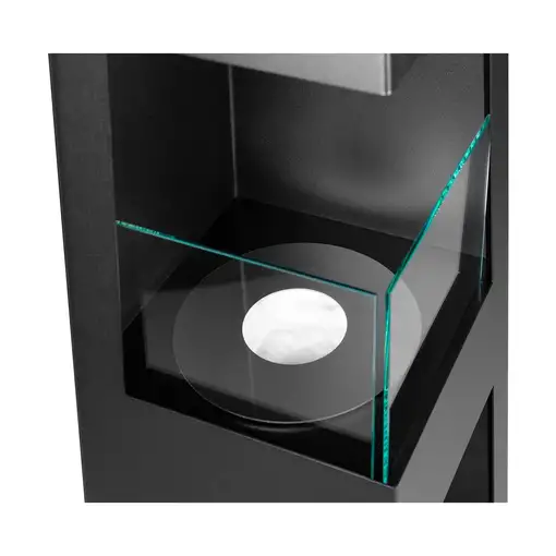 Chimenea bioetanol pyramid garden negra con cristal