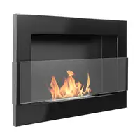 Chimenea bioetanol negra brillo 65x40 cm con cristal