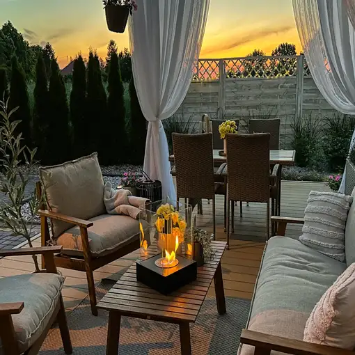 Chimenea bioetanol sunset garden mini negra con cristal