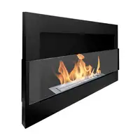 Chimenea de bioetanol mural 90 x 40 cm negro mate – con cristal de protecci Chimenea de bioetanol mural 90 x 40 cm negro mate – con cristal de protecci