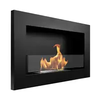 Chimenea bioetanol slim negra 65x40 cm con cristal Chimenea bioetanol slim negra 65x40 cm con cristal