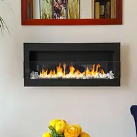 Chimenea bioetanol negra 120x40 cm con cristal Chimenea bioetanol negra 120x40 cm con cristal