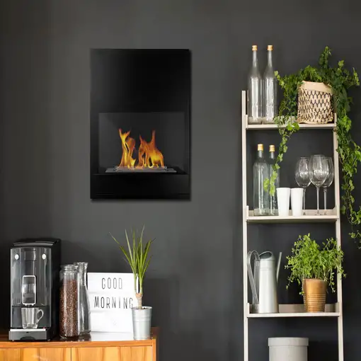 Chimenea bioetanol board negra 45x47 cm con cristal Chimenea bioetanol board negra 45x47 cm con cristal