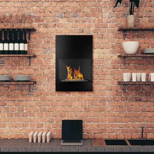 Chimenea bioetanol board negra 45x47 cm con cristal