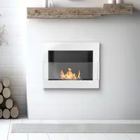 Chimenea bioetanol blanca 65x40 cm con cristal Chimenea bioetanol blanca 65x40 cm con cristal