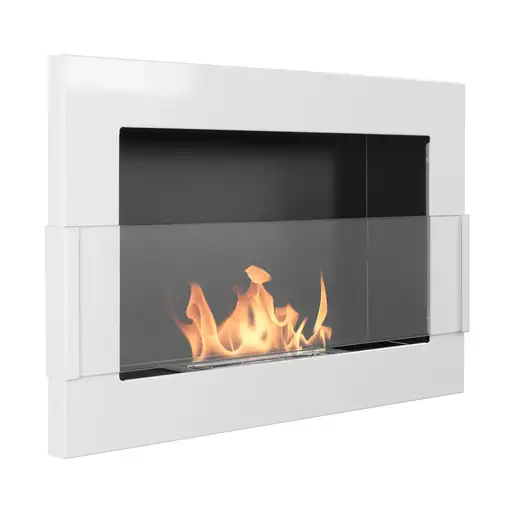 Chimenea bioetanol blanca 65x40 cm con cristal