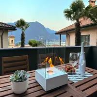Chimenea bioetanol sunset garden mini blanca con cristal Chimenea bioetanol sunset garden mini blanca con cristal
