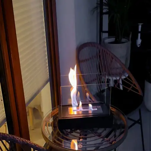Chimenea bioetanol glow negra con cristal