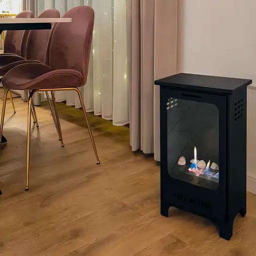 Chimenea bioetanol koza mini negra con cristal
