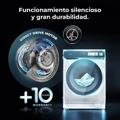 Lavadora carga frontal 8 kg 1400 RPM Negro A01_EU01_104027 CECOTEC
