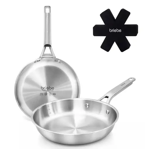 briebe Pure Inox Juego de 2 Sartenes Acero Inoxidable Inducción 20-24 cm briebe Pure Inox Juego de 2 Sartenes Acero Inoxidable Inducción 20-24 cm