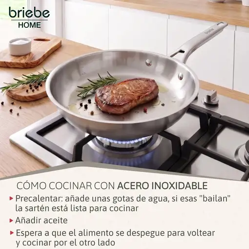 briebe Pure Inox Juego de 2 Sartenes Acero Inoxidable Inducción 20-24 cm