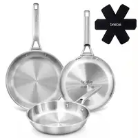 briebe Pure Inox Juego de 3 Sartenes Acero Inoxidable Inducción 20-24-28 cm briebe Pure Inox Juego de 3 Sartenes Acero Inoxidable Inducción 20-24-28 cm