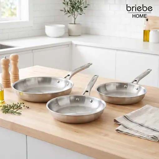 briebe Pure Inox Juego de 3 Sartenes Acero Inoxidable Inducción 20-24-28 cm