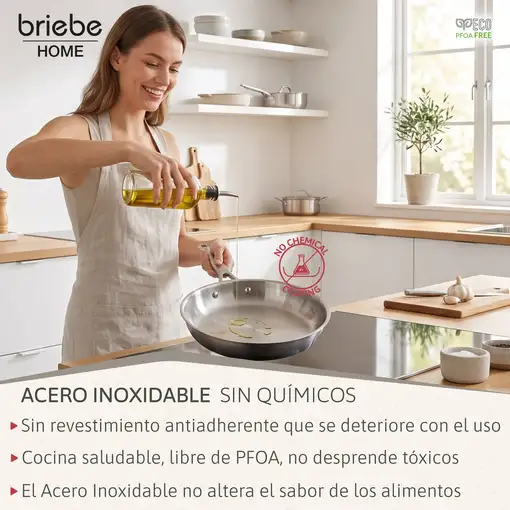 briebe Pure Inox Juego de 3 Sartenes Acero Inoxidable Inducción 20-24-28 cm