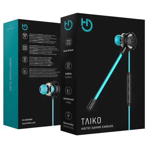 Hiditec Taiko Auriculares Alámbrico Dentro de oído Juego Negro, Turquesa