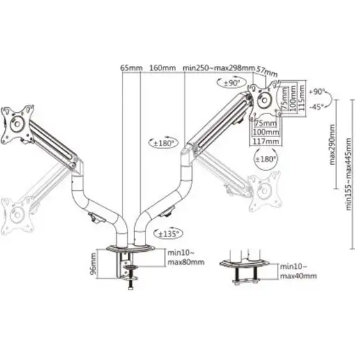 Ewent EW1534 soporte para monitor 81,3 cm (32'') Escritorio Negro